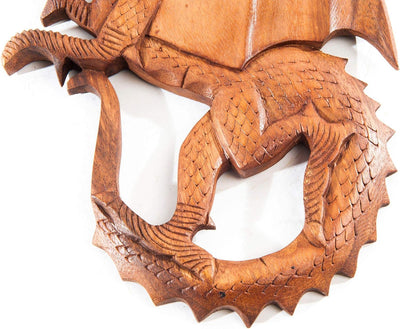 Windalf Wandbild Saphir h: 29 cm Drache Links schauend Handarbeit aus Holz