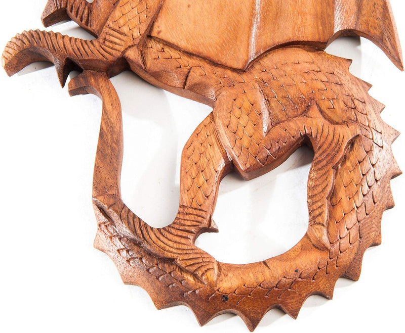 Windalf Wandbild Saphir h: 29 cm Drache Links schauend Handarbeit aus Holz