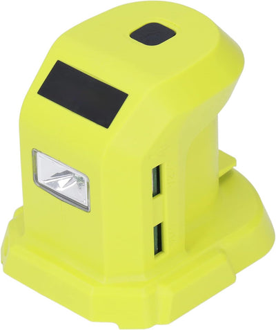 Lithium-Ionen-Akku-Adapter-Konverter, Zwei USB-Anschlüsse mit LED-Leuchten für Ryobi P743 18 V 14,4