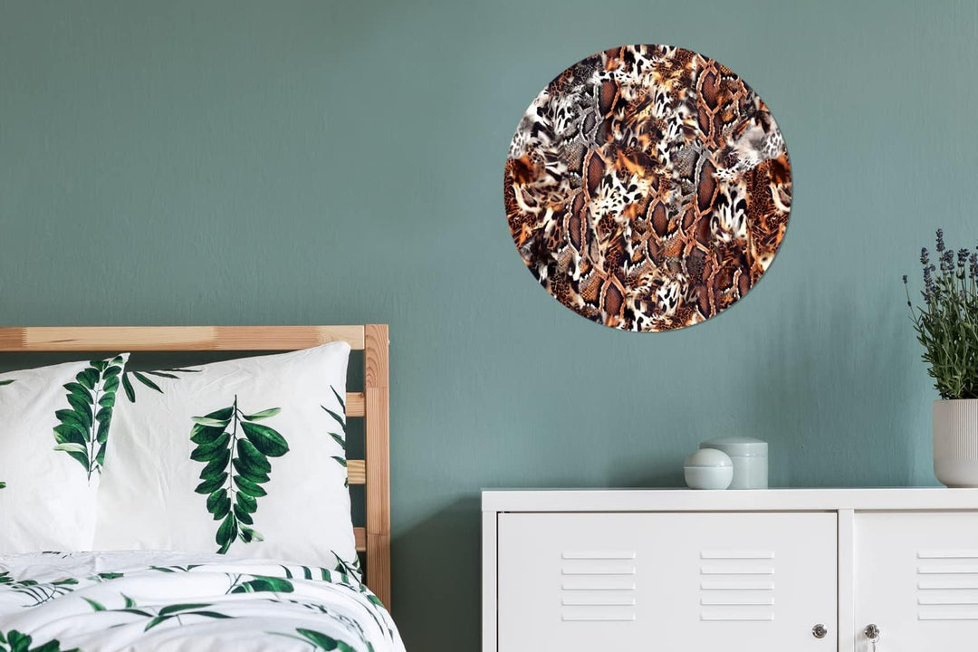 MuchoWow Wandbild Rund Wanddeko Deko Wohnzimmer Bilder 60x60 cm Tierdruck - Tiger - Tiere, 60x60 cm