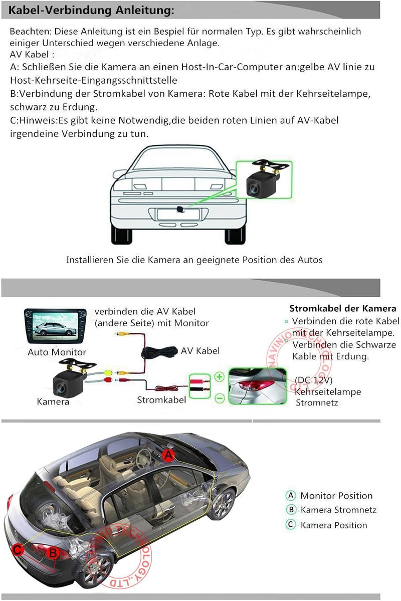 Kalakus Auto Rückfahrkamera Einparkhilfe Fahrzeug-Spezifische Kamera mit Wasserdicht integriert in N