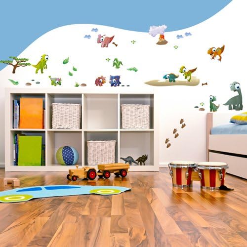 Wandkings Dinosaurier Wandsticker XL Set, 44 Aufkleber, Gesamtfläche 130 x 70 cm