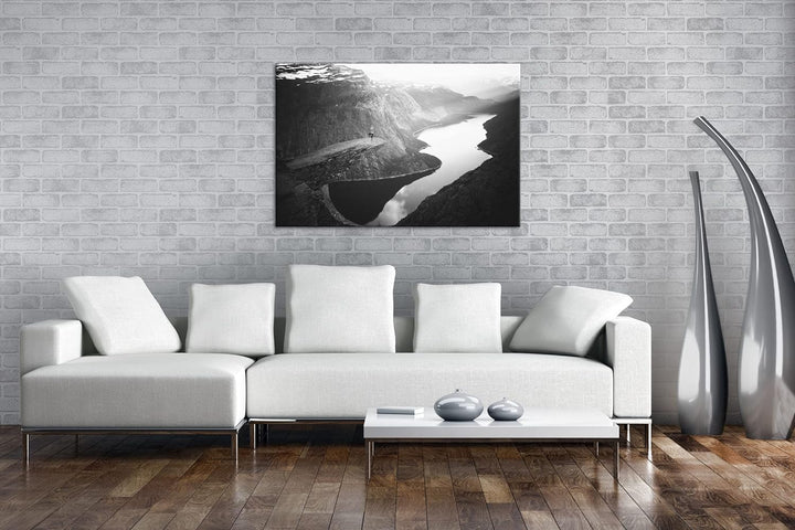 deyoli atemberaubende Aussicht eines Fjords Format: 80x60 als Leinwand, Effekt: Schwarz&Weiss, Motiv