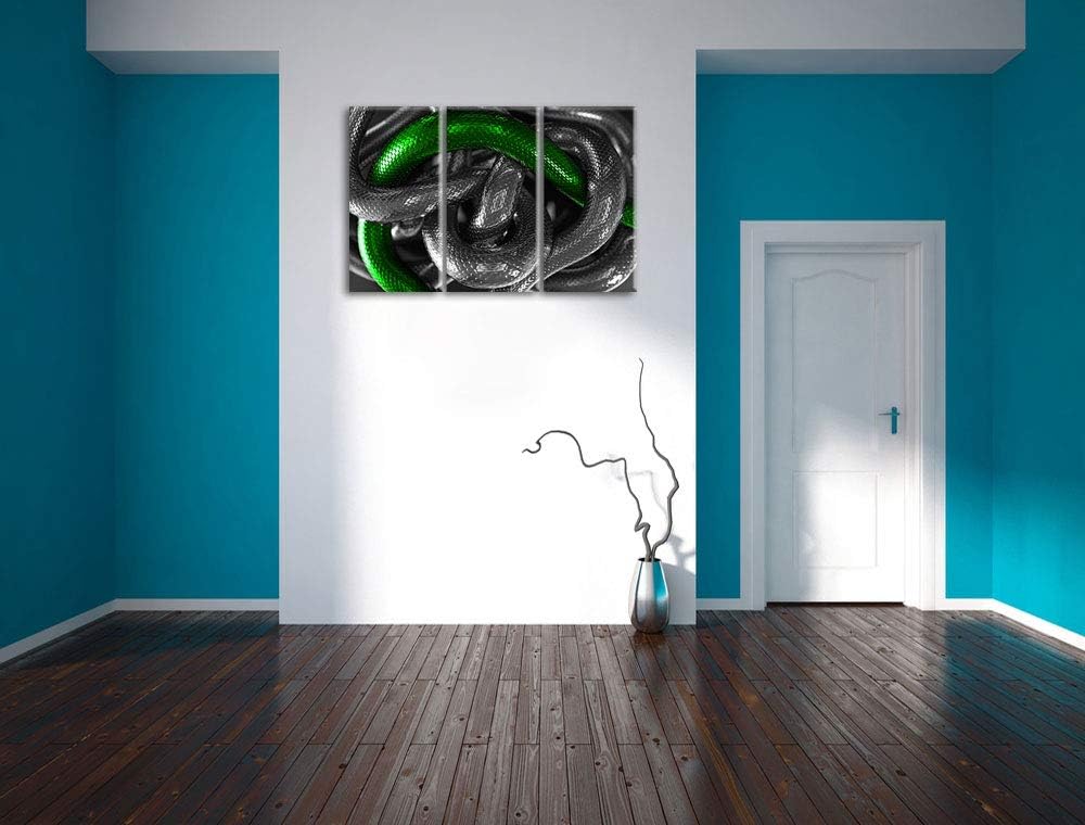 ineinander verschlungene Schlangen schwarz/weiss 3-Teiler Leinwandbild 120x80 Bild auf Leinwand, XXL