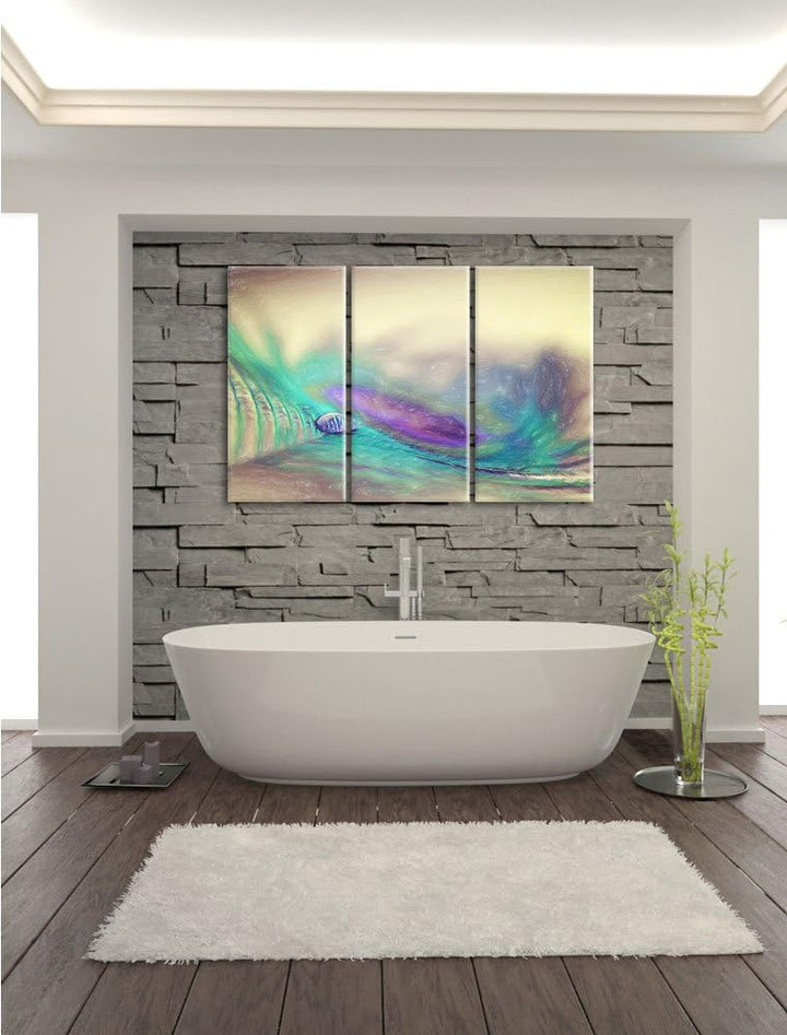 Pixxprint Pfauenfeder Detailaufnahme als Leinwandbild/Grösse: 3 Teilig (120x80) cm/Wandbild/Kunstdru