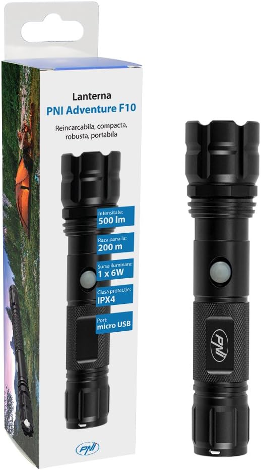 Einstellbarer Fokus LED Taschenlampe PNI Adventure F10 Aluminium 500 lm, Zoombare LED Blitz