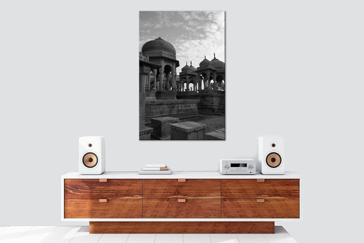 deyoli Bada Bagh Tempel Jaisalmer Effekt: Schwarz&Weiss Format: 80x60 als Leinwandbild, Motiv fertig