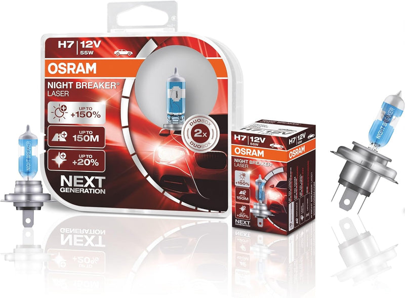 OSRAM NIGHT BREAKER LASER H11, +150% mehr Helligkeit, Halogen-Scheinwerferlampe, 64211NL-HCB, 12V PK