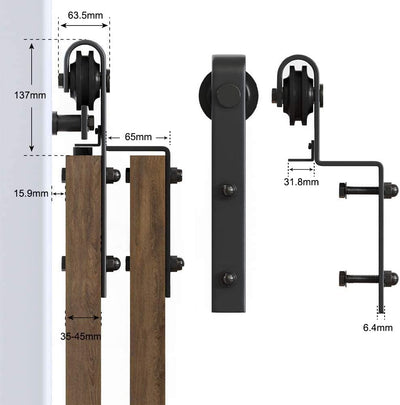 HOCONNIE 6FT/183cm Scheunentor Kit Scheunentor zum Schieben Scheunentor Schiebe Kit für Zusammenfall