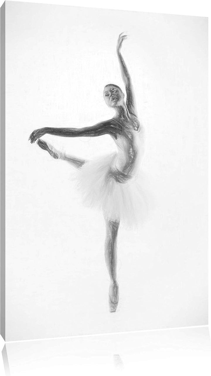 Pixxprint Ästhetische Ballerina als Leinwandbild/Grösse: 100x70 cm/Wandbild/Kunstdruck/fertig bespan
