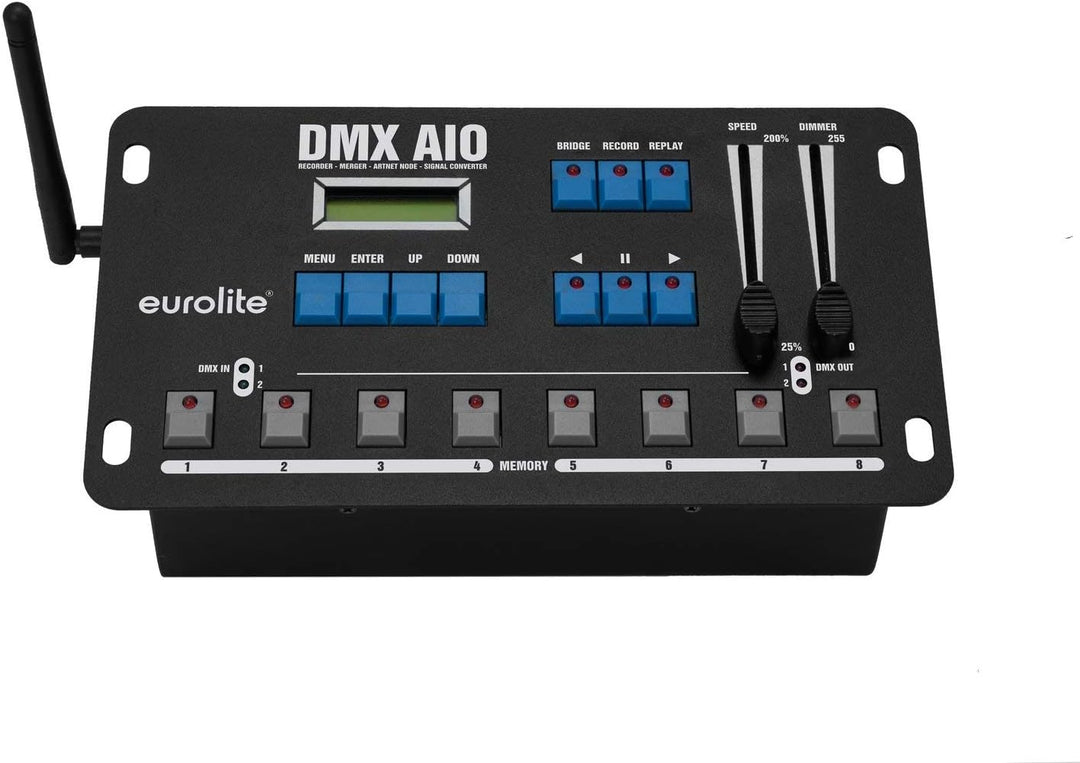 EUROLITE DMX AIO Recorder, Merger, Artnet Node, Signalwandler | DMX-Recorder für 2 Universen