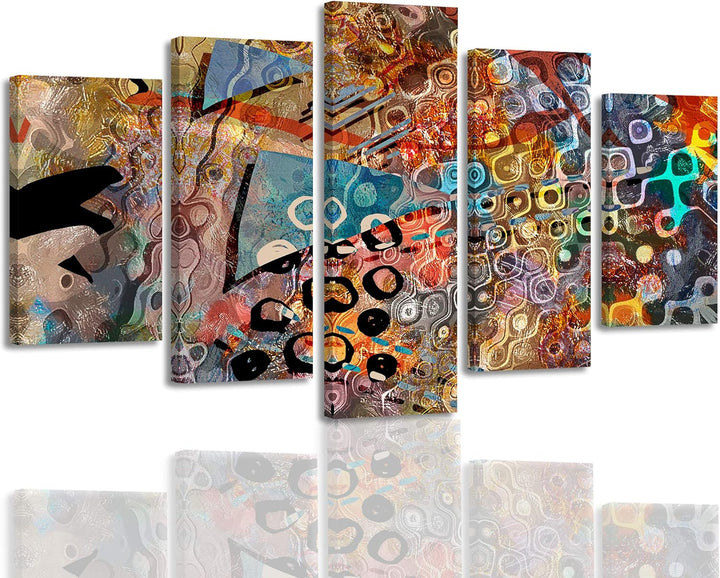 Feeby Leinwandbild 5-teilig Abstrakt Bild Wanddeko Grafik Design mehrfarbig 150x100 cm Leinwandbild