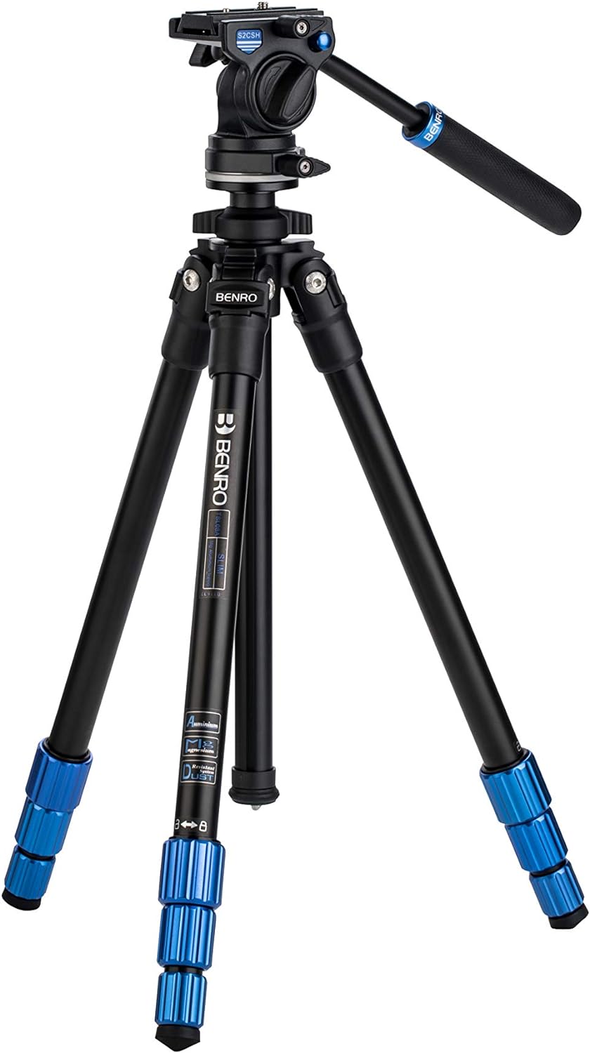 BENRO Kit Trepied Slim Vidéo + Tête S2C - TSL08AS2CSH Aluminium, Aluminium