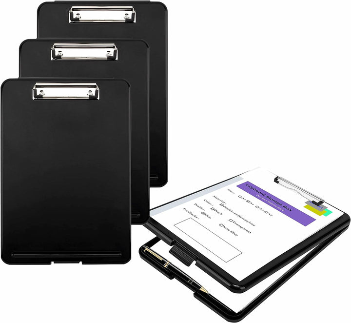 4er A4 Klemmbrett mit Aufbewahrungsfach, Portable Formularhalter mit Aufbewahrungsbox, Portable Schr