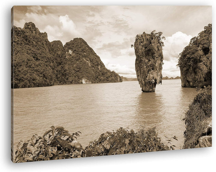 deyoli exotische Inseln in Thailand Format: 80x60 Effekt: Sepia als Leinwand, Motiv fertig gerahmt a