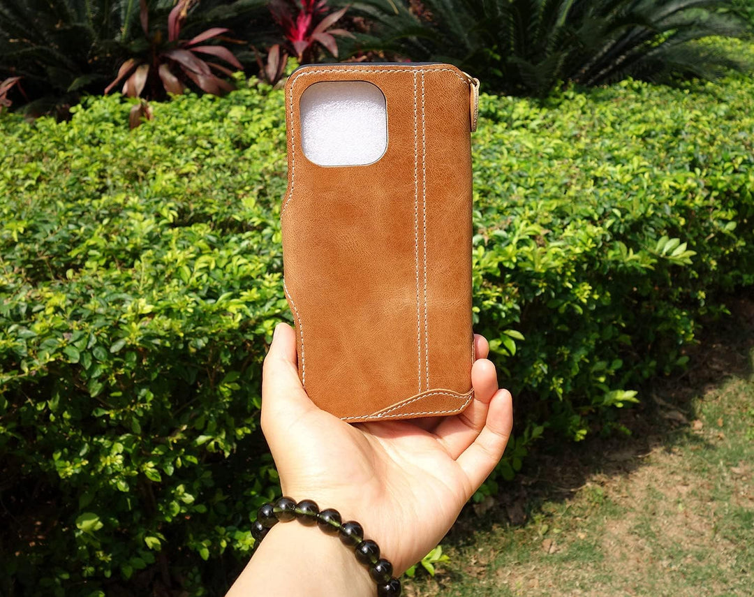 Yogurt Handyhülle für iPhone 13 Pro Max, Hülle Echtleder Case Ledertasche Lederhülle für iPhone 13 P