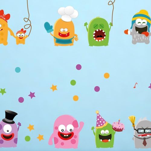Wandkings Monster Wandsticker Megapack Set, 100 Aufkleber, Gesamtfläche 260 x 70 cm