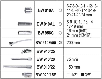 Beta - 913E/C33 Steckschlüsselsatz, Satz mit 28 Innensechskantschlüsseln und 5 Zubehörteilen, im Kun