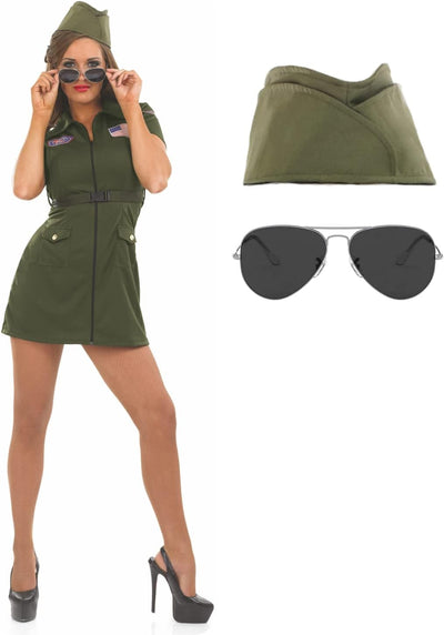 Fun Shack Jet Pilotin Kostüm Damen, Kostüm Damen Pilotin, Kostüm Pilotin Damen, Kampfpilot Kostüm Da