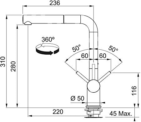 Franke Fragranite Spültischbatterie mit Zugsauslauf Active Plus Pull-Out, steingrau, Steingrau