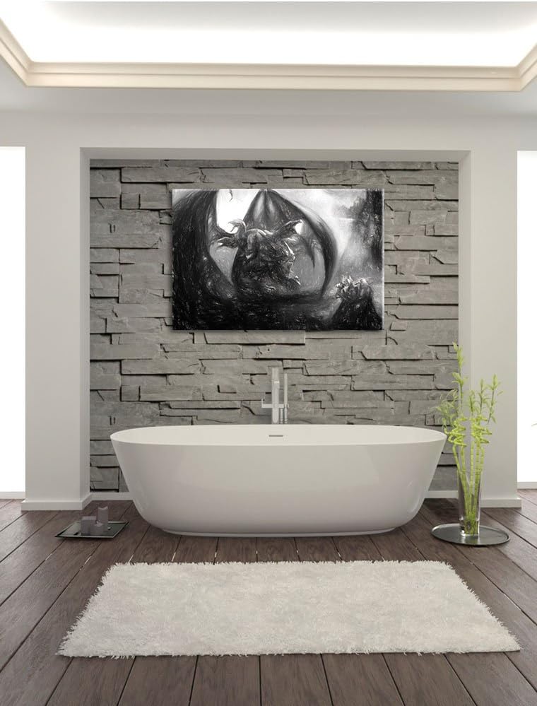 Pixxprint Drachen Schlangen als Leinwandbild/Grösse: 100x70 cm/Wandbild/Kunstdruck/fertig bespannt,