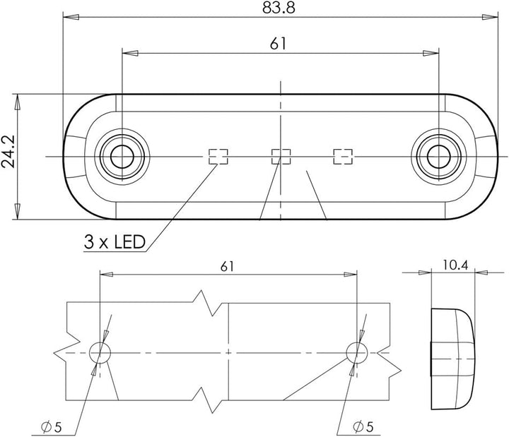 WAS IST WAS LED-Martin® 6er Sparset Umrissleuchte Weiss 12/24V Begrenzungsleuchte Positionsleuchte d