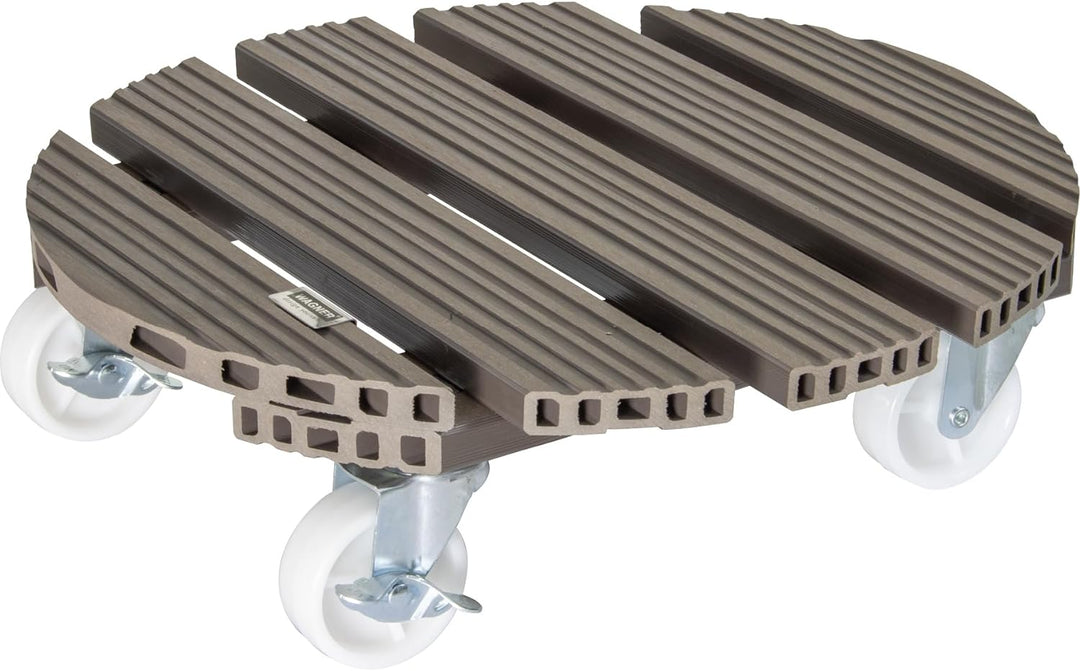 Wagner Pflanzenroller WPC Ø 38,5 x 11 cm I Blumenroller für Aussenbereich + Innenbereich I Kübelroll