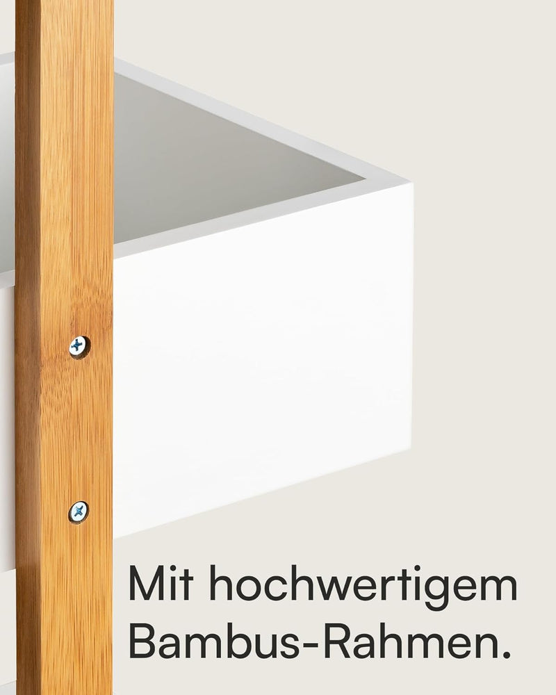 shelfmade Korbregal Bad - Badezimmer Regal weiss - Badregal stehend Regal Küche - Standregal, Holzre