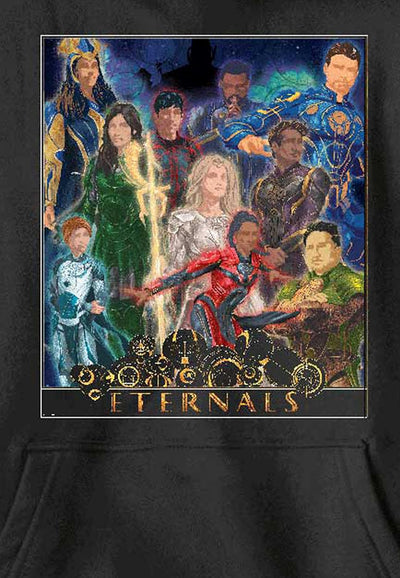 Marvel Jungen The Eternals Eternals Hoodie mit Goldenem Rahmen und Poster, Schwarz, S
