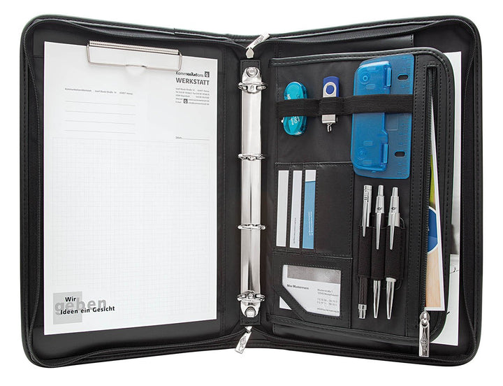 Wedo 585001 Konferenzmappe Elegance (mit 4-Ring-Mechanik für A4-Formate) + Vierfachlocher (aus Metal