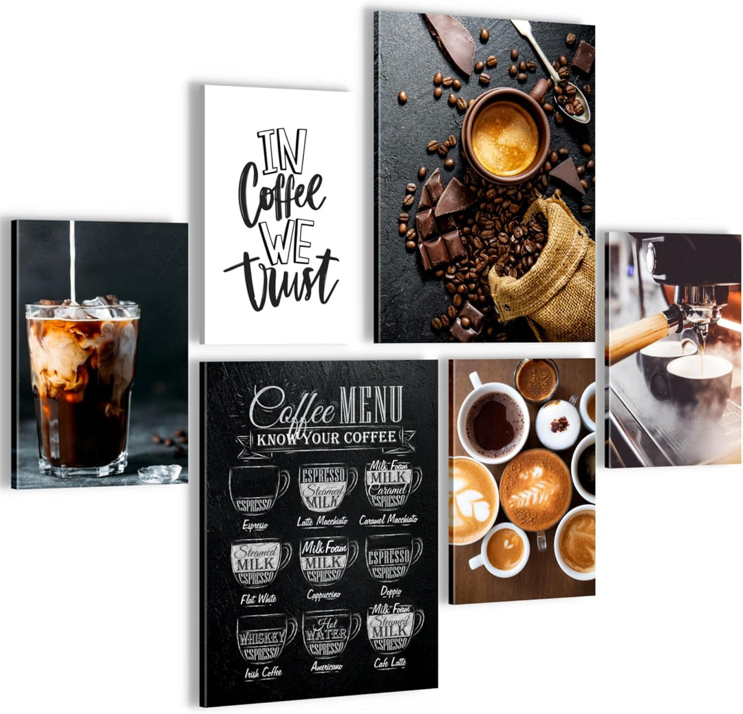 Novart Bilder Set - AUFHÄNGFERTIG - KEIN EXTRA RAHMEN BENÖTIGT - Kaffee Coffee Modern Küche - Esszim