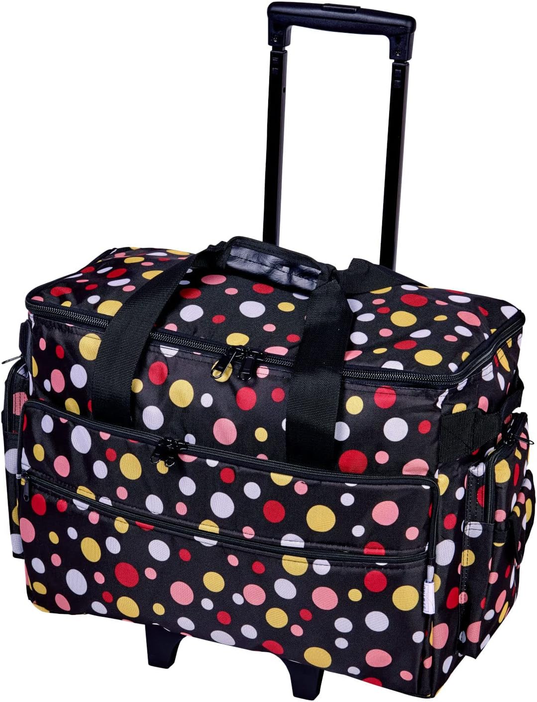 Sewing Online Grosse Nähmaschinen-Trolley-Tasche auf Rollen aus strapazierfähigem schwarzem Stoff mi