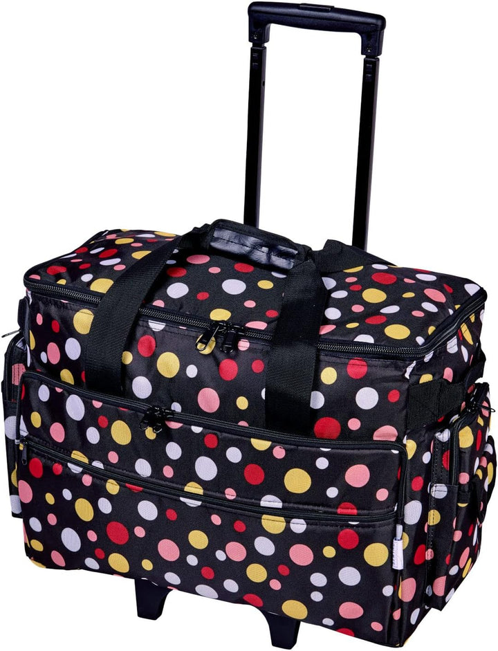 Sewing Online Grosse Nähmaschinen-Trolley-Tasche auf Rollen aus strapazierfähigem schwarzem Stoff mi