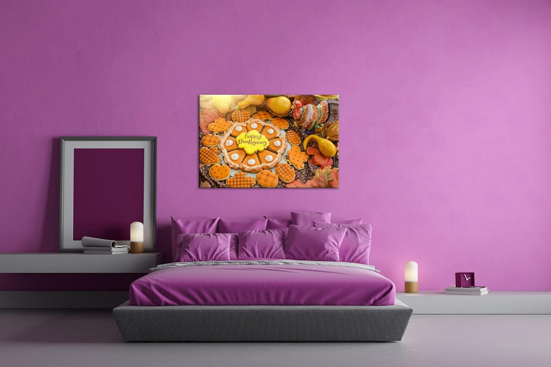 deyoli Erntedankfest Kürbis Kekse Format: 80x60 als Leinwandbild, Motiv fertig gerahmt auf Echtholzr