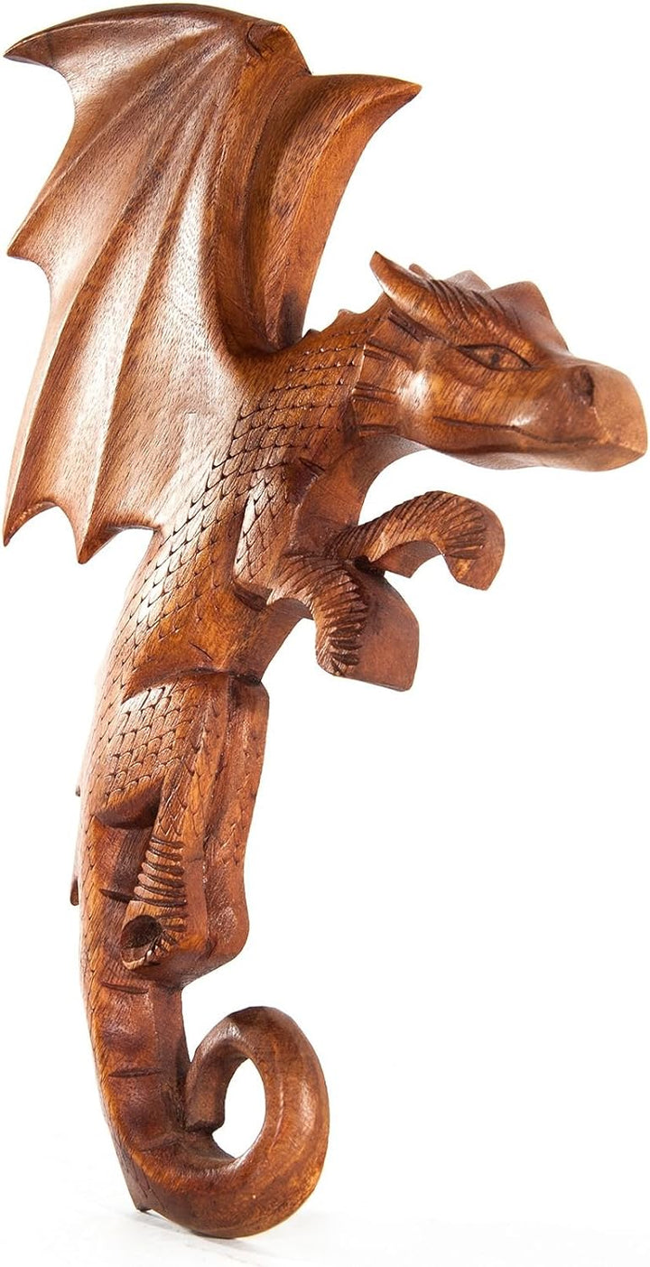 Windalf Wandbild Draco 33 cm Drache rechts schauend Holzbild Handarbeit aus Holz