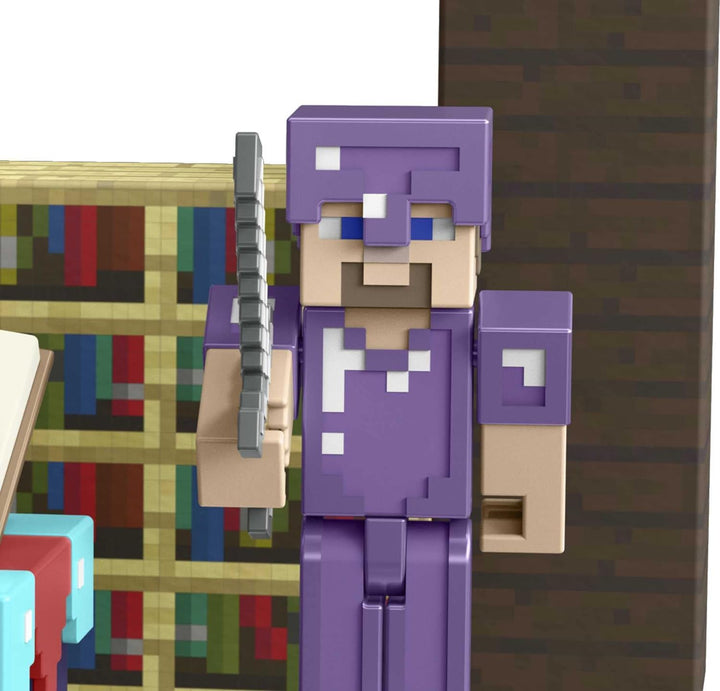 Minecraft GYB62 - Zauberraum-Spielset mit ca. 8 cm grosser Steve-Figur und Zubehör,Spielzeug ab 6 Ja