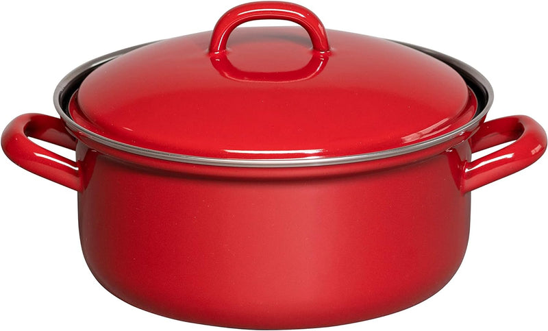 Riess, 0130-020, Kasserolle mit Deckel 20cm, 2L, Classic, COLOR ROT, LBH 27,4 x 21,8 x 13,6cm, Gewic