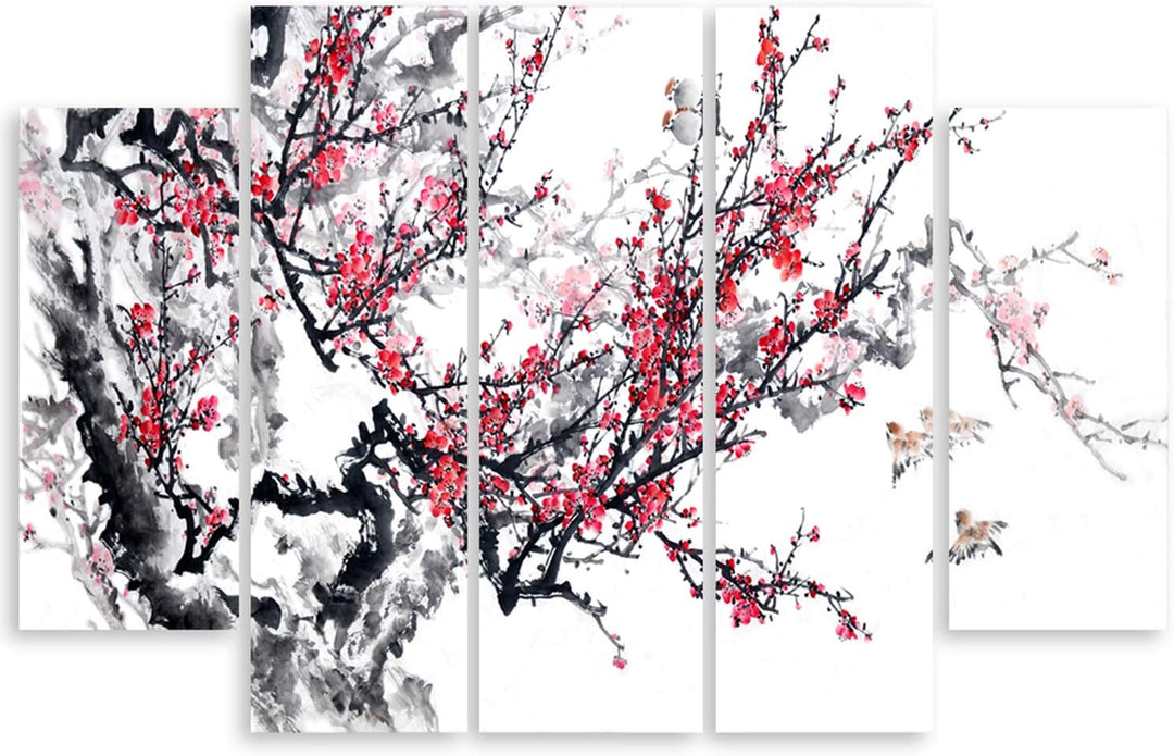 Feeby. Leinwandbild - 5 Teile - Bilder, Wand Bild, Wandbilder, Kunstdruck XXL, 5-Teilig, (JAPANISCHE