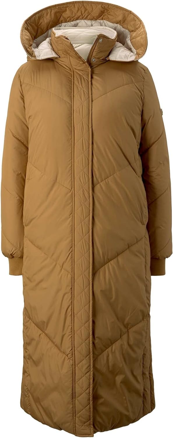 TOM TAILOR Denim Damen Jacken Maxi Puffermantel zum Wenden Fudge Brown,XL,24010,8000