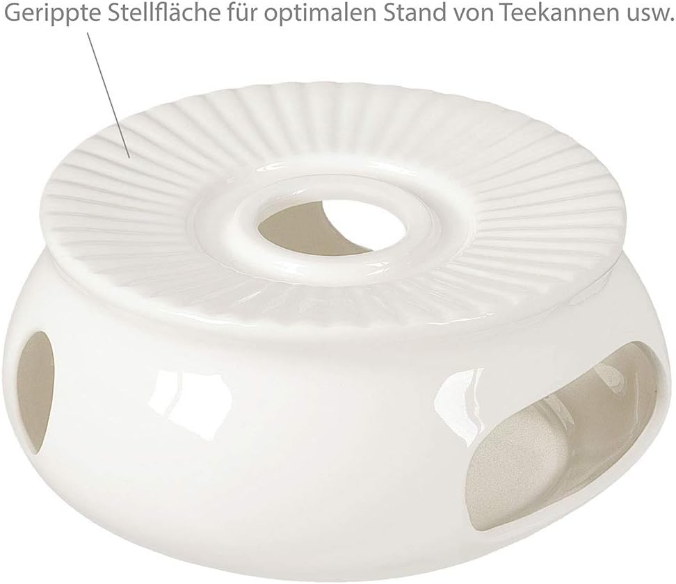 Porzellan Stövchen/Teewärmer für Teekanne in weiss, Ø 14,5cm, Original Aricola®