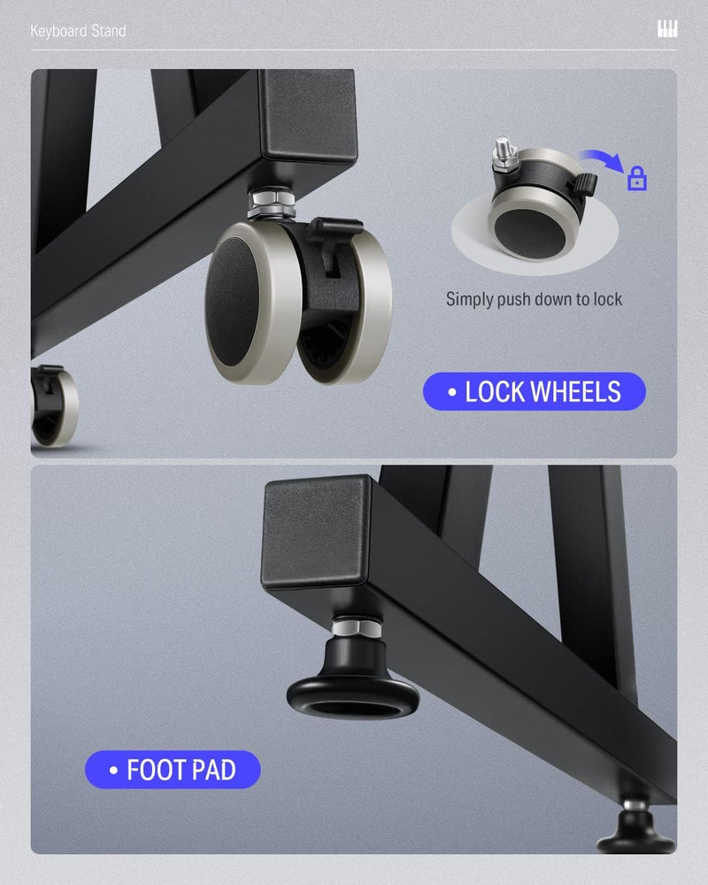 Donner Keyboard Ständer, Z-Stil Schwerlast Klavierständer, Verstellbar und Tragbar, geeignet für 61