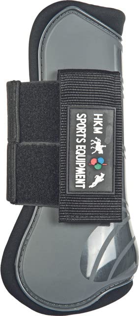 HKM 561213 Springgamaschen und Streichkappen, 4er Set, Pony, Mehrfarbig (grau/Schwarz) Pony Grau/Sch