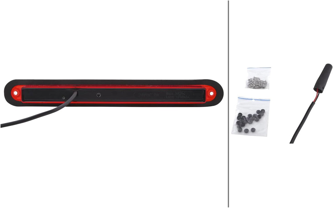 HELLA - Zusatzbremsleuchte - LED - 24V - Einbau - Lichtscheibenfarbe: rot - LED-Lichtfarbe: rot - Ka