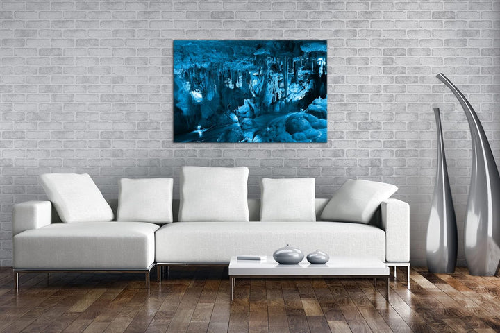 deyoli beeindruckende Grotte mit Gesteinsformationen Format 80x60 Effekt: Monocrome Blau als Leinwan