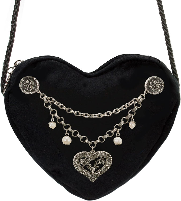 Alpenflüstern Herztasche Charivari Strass-Herz - Damen Trachtentasche in Herzform, Schultertasche fü