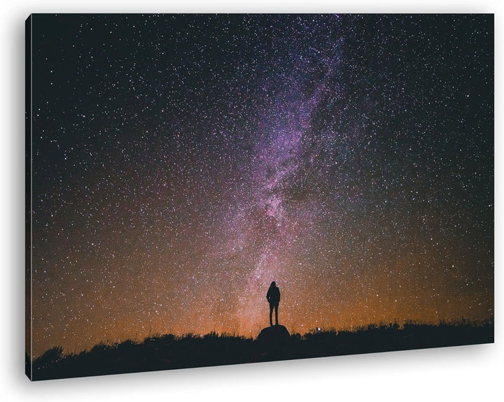 deyoli berührender Sternenhimmel Format: 100x70 als Leinwand, Motiv fertig gerahmt auf Echtholzrahme