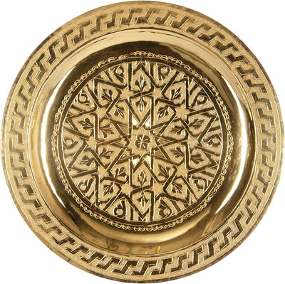 Orientalisches rundes Tablett aus Messing Mehdia 25cm Deko Gold | Marokkanisches Teetablett in der F