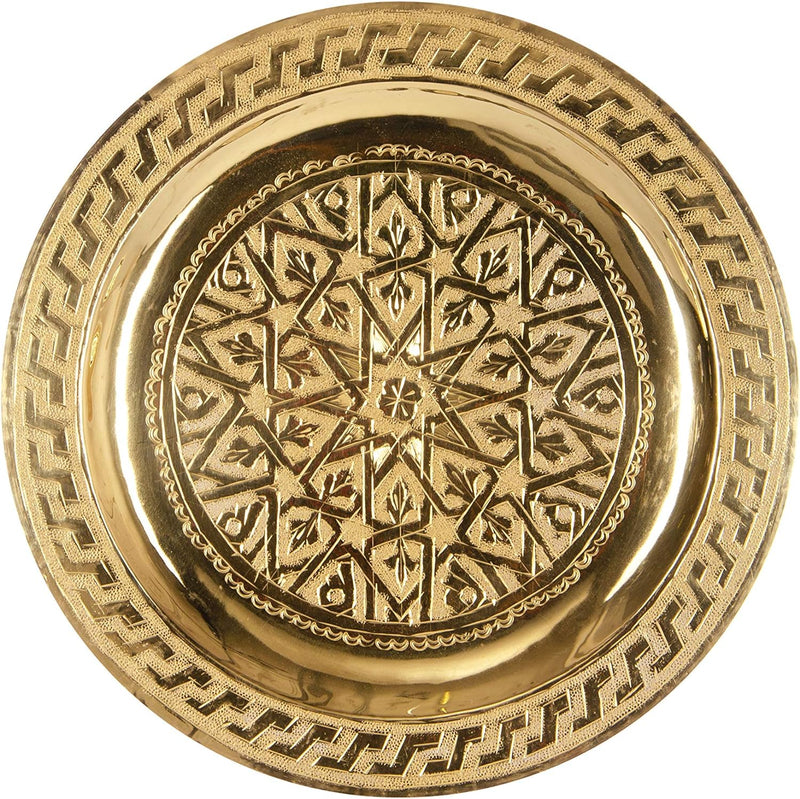 Orientalisches rundes Tablett aus Messing Mehdia 25cm Deko Gold | Marokkanisches Teetablett in der F