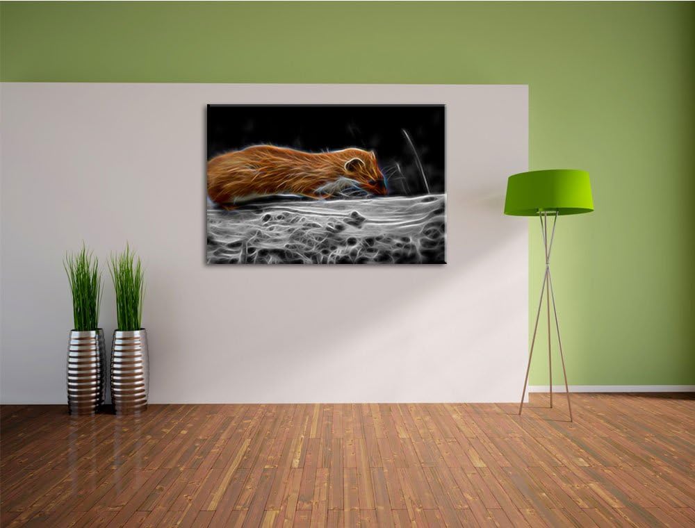 Dark wildes kleines Frettchen schwarz/weiss Deluxe Format: 100x70 cm auf Leinwand, XXL riesige Bilde