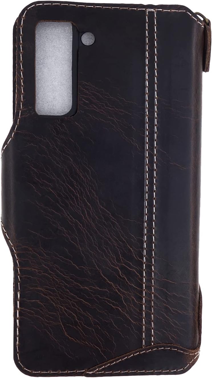 Yogurt Handyhülle für Samsung Galaxy S21 FE 5G, Hülle Echtleder Case Ledertasche Lederhülle für Sams